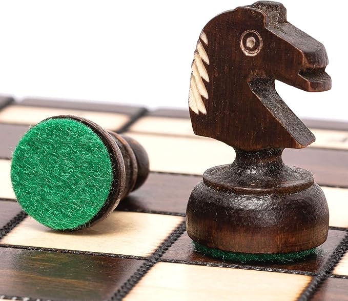 Husaria European International Chess Wooden Game Set King's Classic - 11.3-Inch Small Size Chess Set with Folding Board and Felt Bottom Chessmen