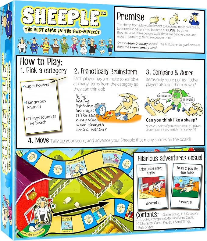 SHEEPLE™ - Hilarious Party Game for Family Game Night - Easy &amp Fun for Big Groups of 4-12 Players – Word Play Fun for Adults Teens and Kids – 30 Minutes – Ages 8 &amp Up – Funny Sheep Gifts