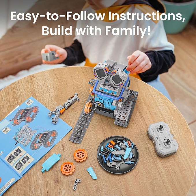 Sillbird Robot Building Kit with Remote Control STEM Gifts for Kids Age 8-12 Coding Robotics Technic Toy Set for Boys' Birthday Buildable 5-in-1 Models with 473 Pieces