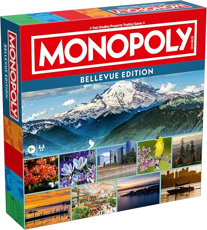 Monopoly Board Game – Bellevue WA Edition: 2-6 Players Family Board Games for Kids and Adults Board Games for Kids 8 and Up Great for Game Night