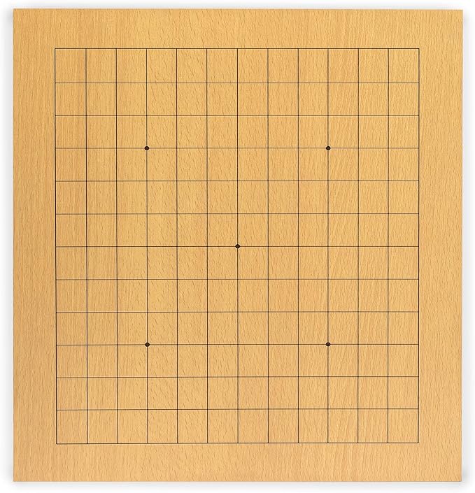 Yellow Mountain Imports Beechwood Veneer (0.4-Inch) Etched Beginner's Reversible 9x9/13x13 Go Game Set Board with Double Convex Melamine Stones - Classic Strategy Board Game (Baduk/Weiqi)