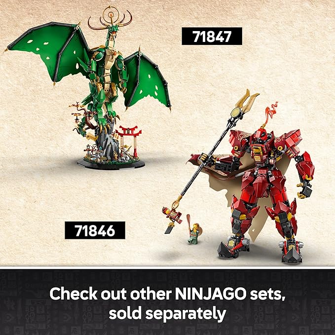 LEGO NINJAGO The Guardian Dragon - Model Building Kit from Legends Monstrosity Series - Room Decor for Teens - Includes Master Wu Minifigure - Gift for Teenage Boys Girls and Fans Ages 14+ - 71847