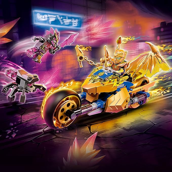LEGO NINJAGO Jay's Golden Dragon Set 71768 Toy Motorcycle with Dragon Spider Figure and Jay Minifigure Birthday Gift Idea for Kids 7 Plus