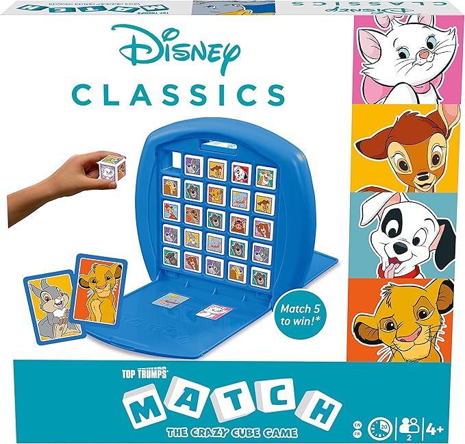 Top Trumps Disney Animals Match Board Game Play with Simba Patch Bambi Dumbo and Thumper educational travel game gift and toy for boys and girls aged 4 plus