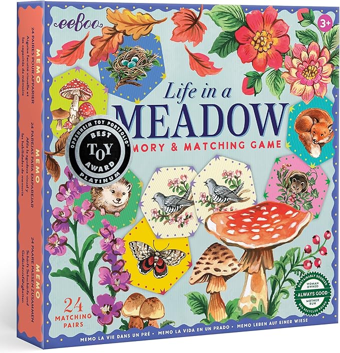 eeBoo: Memory and Matching Game - Life in a Meadow - 24 Pairs Develops Recognition Concentration Memory &amp Vocabulary Skills Age 3+