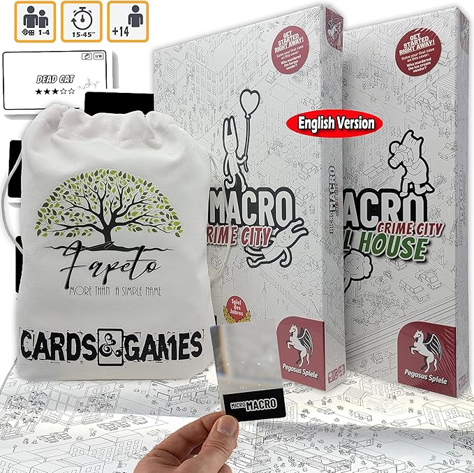 Drawstring Bag and Compatible Tokens Bundle with MicroMacro Crime City and Full House Board Games