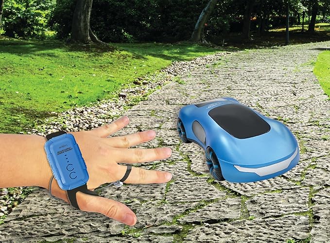 LEXiBOOK Crosslander Phantom RC Remote Control Racing car with Smoke Jets up to 15 km/h Drift Mode Classic and Gesture Remote Control Sound and Light Effects Blue RC65