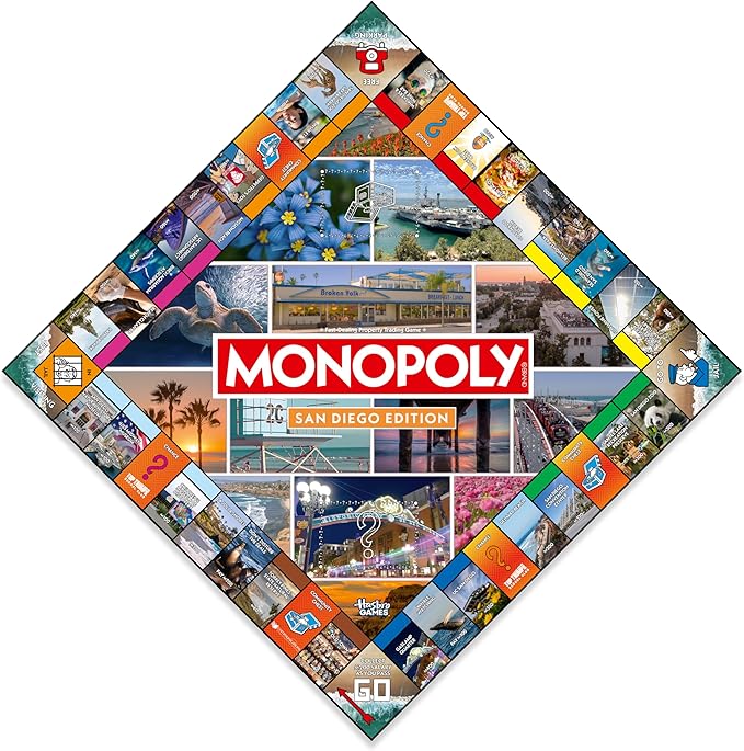 Monopoly Board Game – San Diego CA Edition: 2-6 Players Family Board Games for Kids and Adults Board Games for Kids 8 and Up Great for Game Night