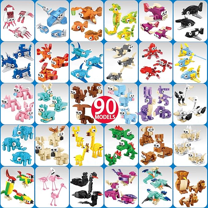 30 Pack Mini Animal Building Blocks Party Favors for Kids with 90 ModelsClassroom PrizesBirthday GiftsEasterChristmasValentine's Day Toys for Boys Girls Ages 6+