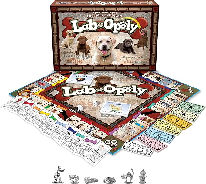 Late for the Sky Lab-Opoly Board Game for Dog Lovers Labrador Retriever Family Game 2–6 Players Ages 8+ Opoly-Style Strategy for Party