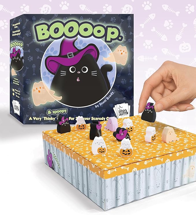 BOOoop by Smirk &amp Dagger: Adorable 2 Player Strategy Board Game with 34 Cat and Kitten Pieces Halloween Edition with New Ghost Cats A Great Gift for Couples Family Adults and Kids Ages 10 and