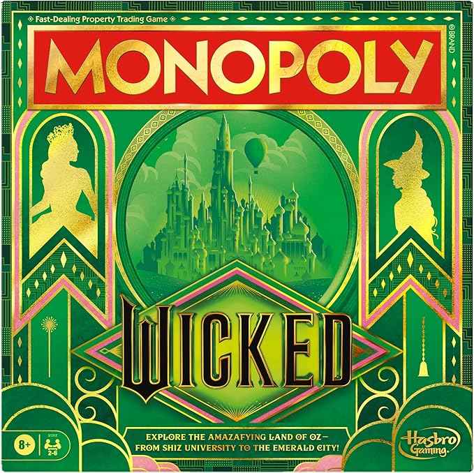 Monopoly Wicked Edition Board Game | Inspired by The Motion Picture | Ages 8+ | 2 to 6 Players | 30 Mins. | Family Games for Kids Teens and Adults