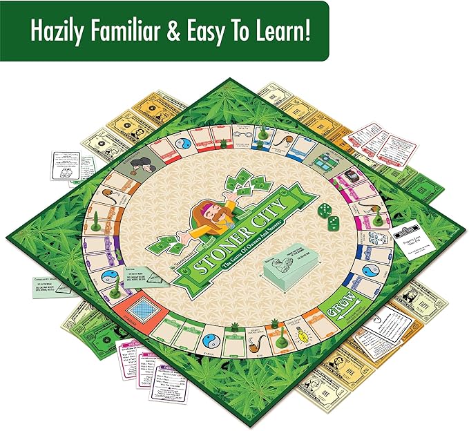 ICUP Stonerware Stoner City Board Game | Hot Box Stoner’s Gift Party Game | Weed Smoking Games | Puff &amp Pass for Adults