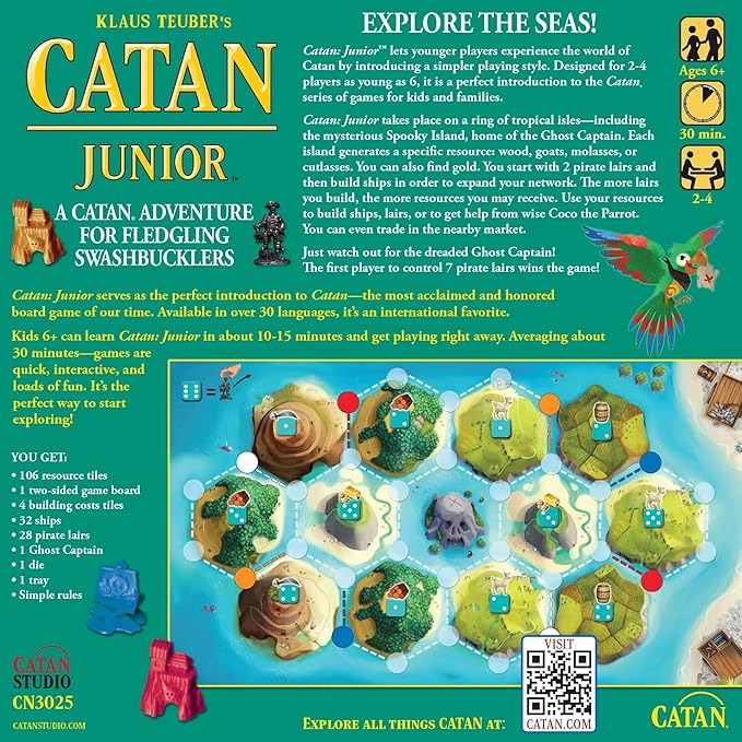 CATAN Junior Board Game - Swashbuckling Adventure for Young Pirates! Strategy Game Fun Family Game for Kids and Adults Ages 6+ 2-4 Players 30 Minute Playtime Made by CATAN Studio
