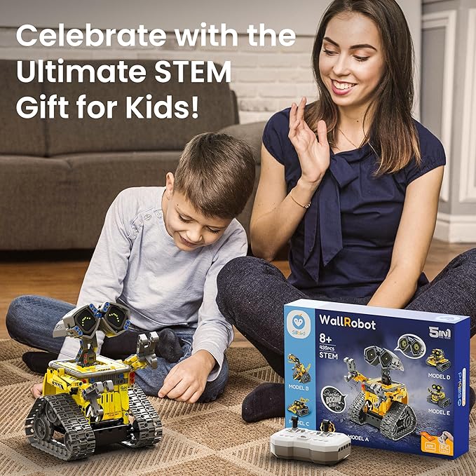Sillbird Robot Building Kit with Remote Control for Boys Ages 8-14 STEM Coding Robotics Technic Toy Birthday Creative Gifts for Kids Buildable 5in1 Models with 473 Pieces
