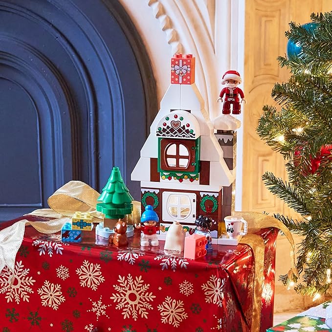 LEGO DUPLO Santa's Gingerbread House Building Set Christmas Toy for 2 Year Old Boys and Girls Includes Santa Claus Figure Stocking Filler Idea Great Gift for Toddlers 10976