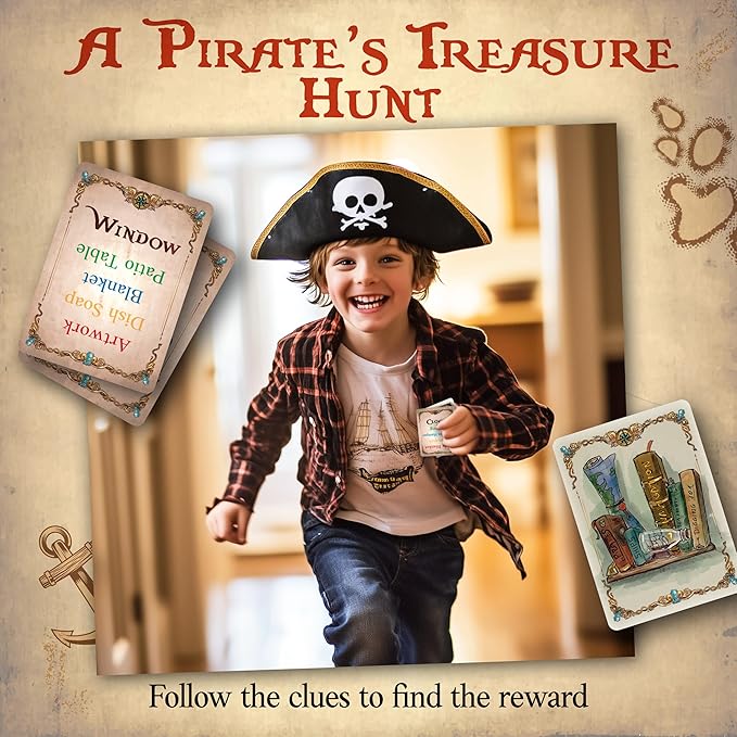 Word Treasures – Pirate Toys and Scavenger Hunt Games for Kids | Ages 4-8+ 1-4 players | Use for Sight Word Games a Treasure Hunt Memory Games or Puzzles for Kids Ages 4-8 | A Replayable Adventure!