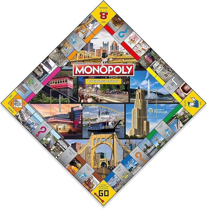 Monopoly Board Game Pittsburgh Edition: 2-6 Players Family Board Games for Kids and Adults Board Games for Kids 8 and up for Kids and Adults Ideal for Game Night