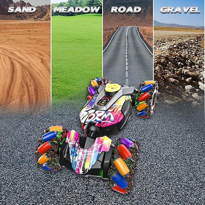 Gesture Sensing RC Stunt CarRemote Control Car Toys for Ages 5-7-13with Lights Music Spray4WD 360° Spins All Terrains Kids Toys RC Cars3-6 Year Old Boy Birthday Gift &amp 3-12 Best Gift for Kids
