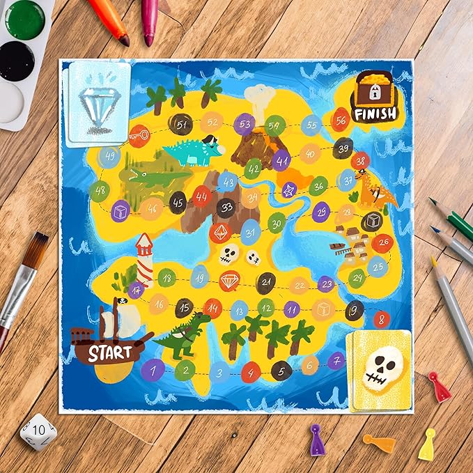 DIY Board Game Kit - Make Your Own Board Game Kit with Double-Sided Blank Game Board Blank Box Game Pieces and Accessories