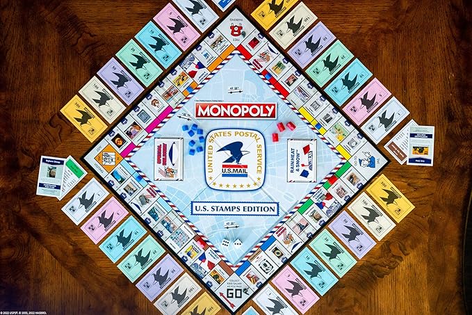Monopoly: U.S. Stamps Edition | Buy Sell Trade Iconic &amp Collectible USPS Stamps | Classic Monopoly Game | Officially-Licensed United States Postal Service Merchandise