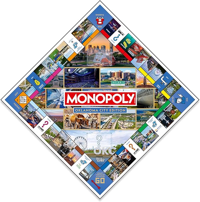 Monopoly Board Game – Oklahoma City OK Edition: 2-6 Players Family Board Games for Kids and Adults Board Games for Kids 8 and Up Great for Game Night