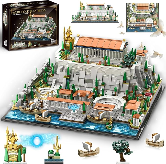 SpblastB Architecture Acropolis of Athens Building Blocks Set 1988 Pieces Landmark Collection City Building Kit Display Model Kit and Home Decor Gift Idea for Adults Architects