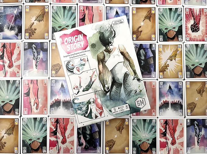 Stonemaier Games: Origin Story by Jamey Stegmaier &amp Pete Wessinger | A Trick-Taking Strategy Board Game About Creating Superheroes or Supervillains for Adults and Family | 1-5 Players 45 Mins