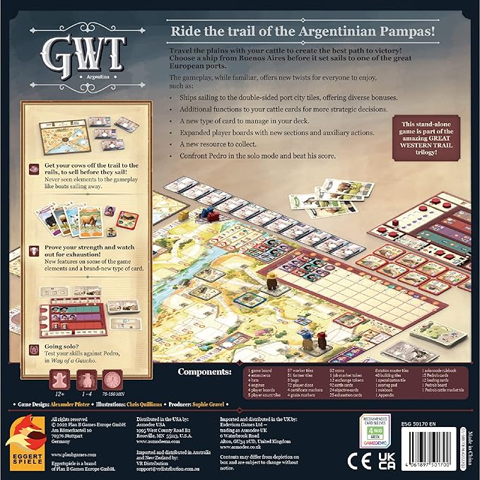 Great Western Trail 2nd Edition Argentina Board Game - Cattle Ranching Adventure in the Pampas! Strategy Game for Kids &amp Adults Ages 12+ 1-4 Players 75-150 Min Playtime Made by Eggertspiele