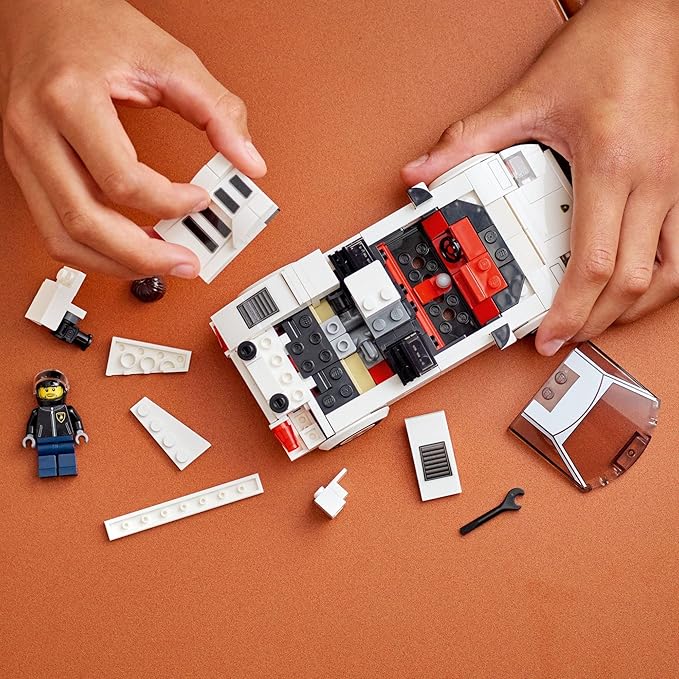 Lego Speed Champions Lamborghini Countach 76908 Race Car Toy Model Replica Collectible Building Set with Racing Driver Minifigure