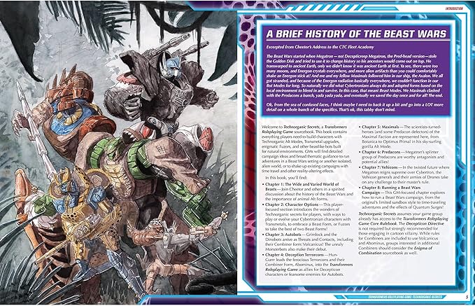 Renegade Game Studios Transformers RPG Beast Wars Technorganic Secrets Sourcebook Expansion