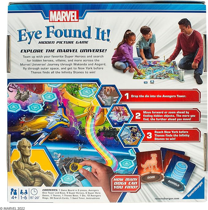 Ravensburger Marvel Eye Found It! Board Game - Engaging Puzzle Game for Kids and Adults | Features Beloved Marvel Characters | Encourages Memory and Observation Skills | Ideal Gift for Marvel Fans
