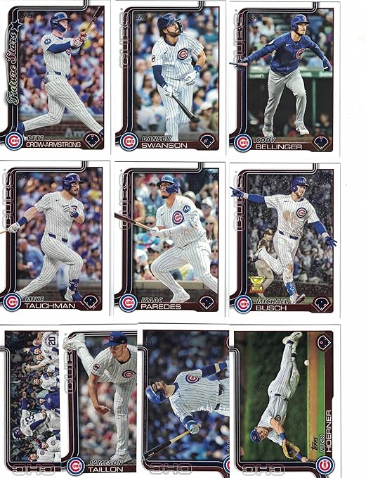 Chicago Cubs/Complete 2025 Topps Chicago Cubs Baseball Card Team Set (Series 1 and 2) with (23) Cards. *Plus Bonus* This listing includes (5) Bonus Chicago Cubs Baseball Cards!