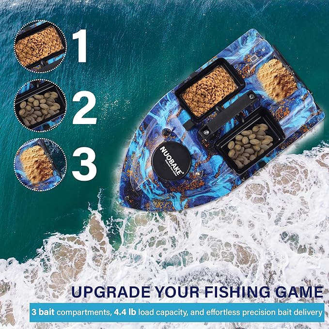Bait BoatRC Bait Boat for Fishing with GPS &amp Auto Return4.4lbs Bait Capacity 8-Hours Battery 546yd Remote Control Range Brushless Motors &amp Night LightABS Heavy-Duty Hull
