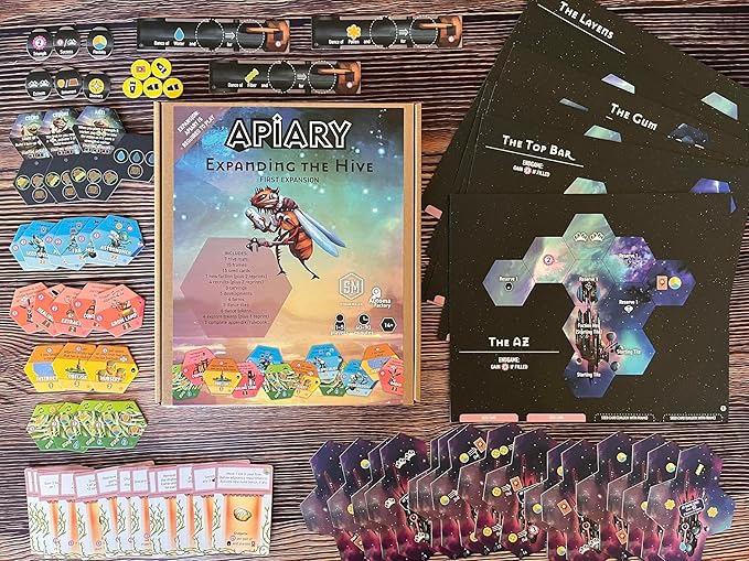 Stonemaier Games: Apiary: Expanding The Hive Expansion | New Unique Frames Additional Tiles and More! | Add to Apiary - A Strategy Board Game About Bees in Space | 1-5 Players 90 Mins Ages 14+