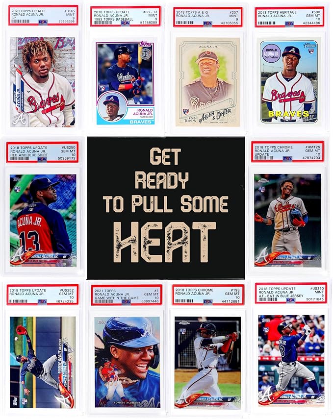 Baseball Collector's Mystery Gift Box: Ronald Acuna Jr Edition│ONE PSA Graded Baseball Card &amp ONE Authentic Funko Pop │Ideal Gift for Collectors &amp Baseball Fans