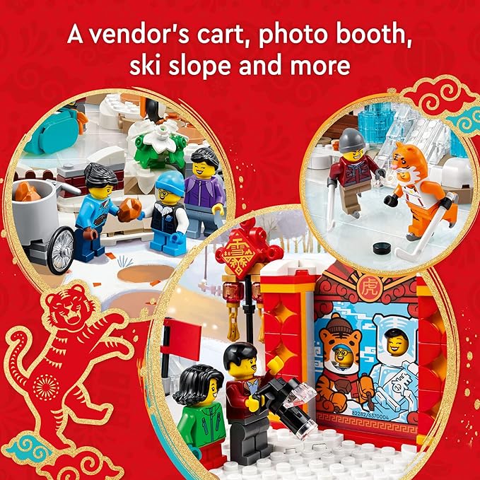 LEGO Lunar New Year Ice Festival 80109 Building Kit Gift Toy for Kids Aged 8 and Up Building Set Featuring a Detailed Winter Scene Chun Ice Sculpture 13 Minifigures and More (1519 Pieces)