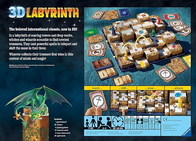 Ravensburger 3D Labyrinth Family Board Game | Easy to Learn Puzzle Game | Engaging Brain Teaser for Kids &amp Adults | Unique Replay Value