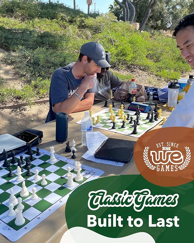 WE Games Bobby Fischer Ultimate Chess Pieces Set Staunton Plastic Tournament Chess Set - Extra Queens Triple Weighted