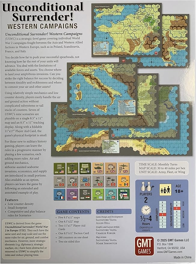 GMT Games Unconditional Surrender! Western Campaigns WW2 Strategy Board Gamefor Adults Ages 18+