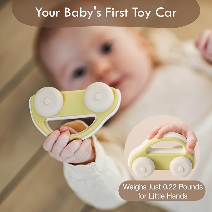 Moonkie Food Grade Silicone Toy Cars for Babies &amp Toddlers Push and Go Baby Car Toys 6–12 Months Hollow Design Infant Toys Baby Teething Toys 4–6 Months Birthday Gifts for Boys &amp Girls 3