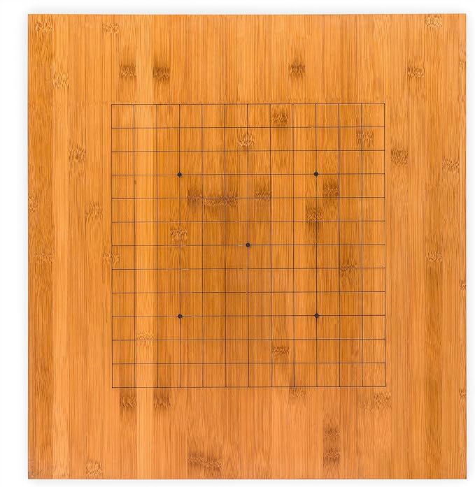 Yellow Mountain Imports Bamboo 0.8-Inch Etched Reversible 19x19 / 13x13 Go Game Set Board with 9.2mm Double Convex Yunzi Stones and Bamboo Wood Bowls Set - Classic Strategy Board Game (Baduk/Weiqi)