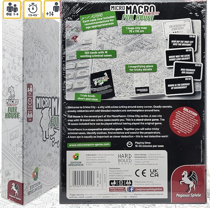 Drawstring Bag and Compatible Tokens Bundle with MicroMacro Crime City and Full House Board Games