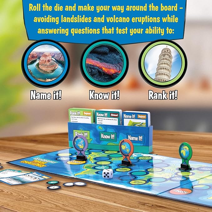 MindWare Geography Trivia Challenge - Board Game for Kids 8-12 and Up - Fun Trivia with 432 Double-Sided Question Cards - Educational Geography Game - Ages 8 and Up