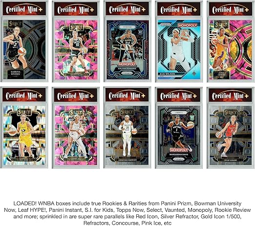 LOADED! Womens Basketball Collector's Box: 4 Certified Mint+ Rookie Cards &amp Rarities - Caitlin Clark Angel Reese A'ja Wilson Sabrina Ionescu Kelsey Plum and more