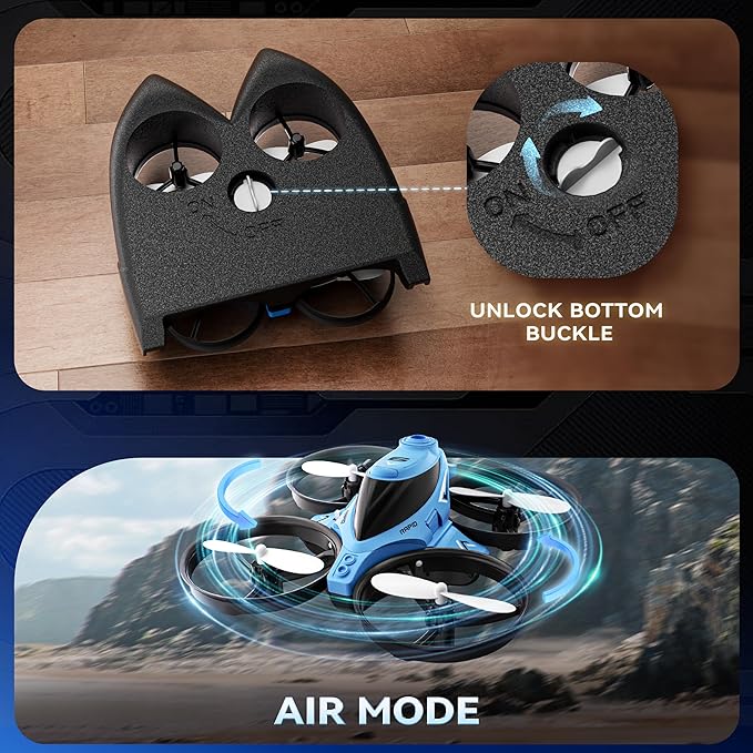 XOS Mini 3 in 1 Indoor &amp Outdoor Remote Drone RC Airplane Plane RC Quadcopter Multirotor Helicopter RC Car &amp RC Boat with Auto Hovering 3D Flips Headless Mode for Kids Birthday Gifts