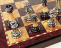 Staunton Chrome &amp Black Chrome Chess Men Set W 18 Gloss Cherry Color Board