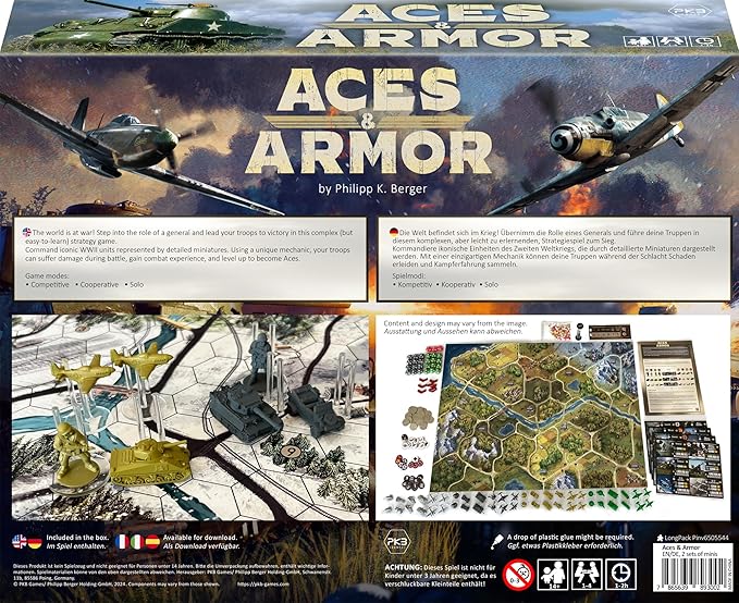Aces &amp Armor WWII War Miniatures Strategy Board Game Ages 14+ 1-4 Players 1-2 Hours Playing Time