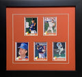 Trading Card Display Frame for 5 Standard Trading Cards -Black Moulding with Orange (White Trim) Matting
