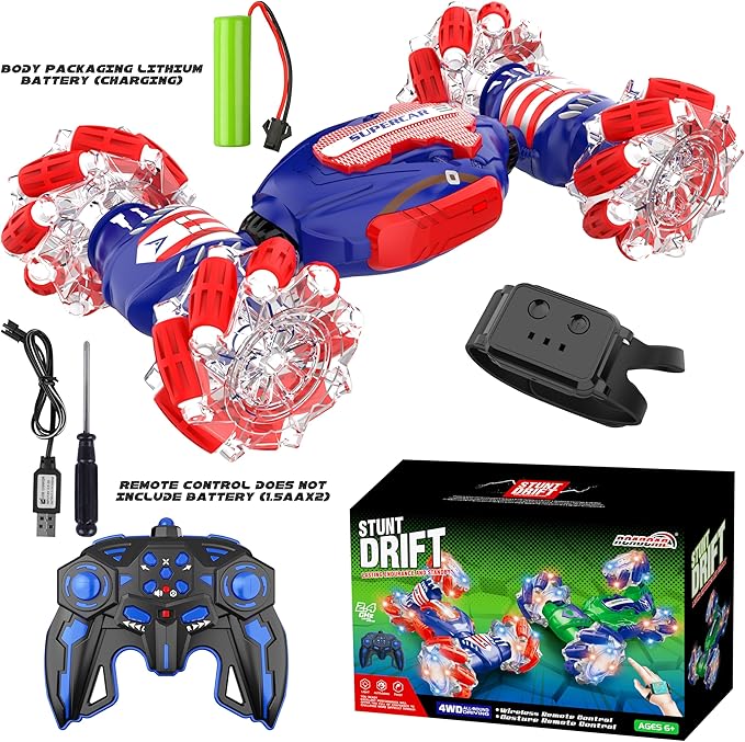 Remote Control Car Gesture Sensing RC Stunt Car 4 WD Transform Off Road for Rotating 2.4Ghz Hand Controlled Remote Control Twister Cars RC Cars for Kids Boys Girls Toy Gift Age 8 9 10 11 12 yr